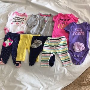 Assortment of 0-3M baby girls clothes